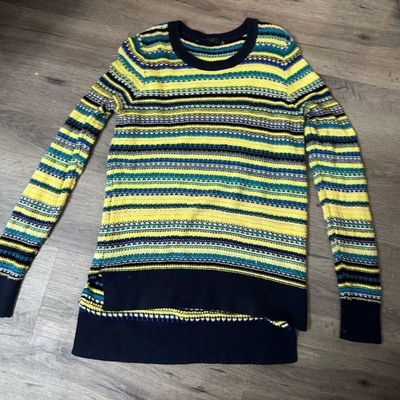 Women’s BCBGMaxAzria Ananda yellow blue Multicolor Striped Sweater, Size S - Picture 1 of 4